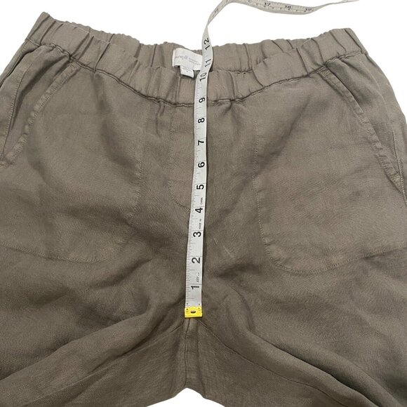 Pure Jill roll tab pull on Linen Elastic Waist Pants M Relaxed Fit cool khaki - Picture 9 of 11